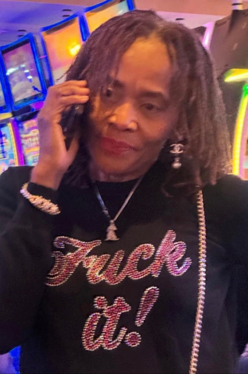 Fuck It! Rhinestone Graphic Sweatshirt